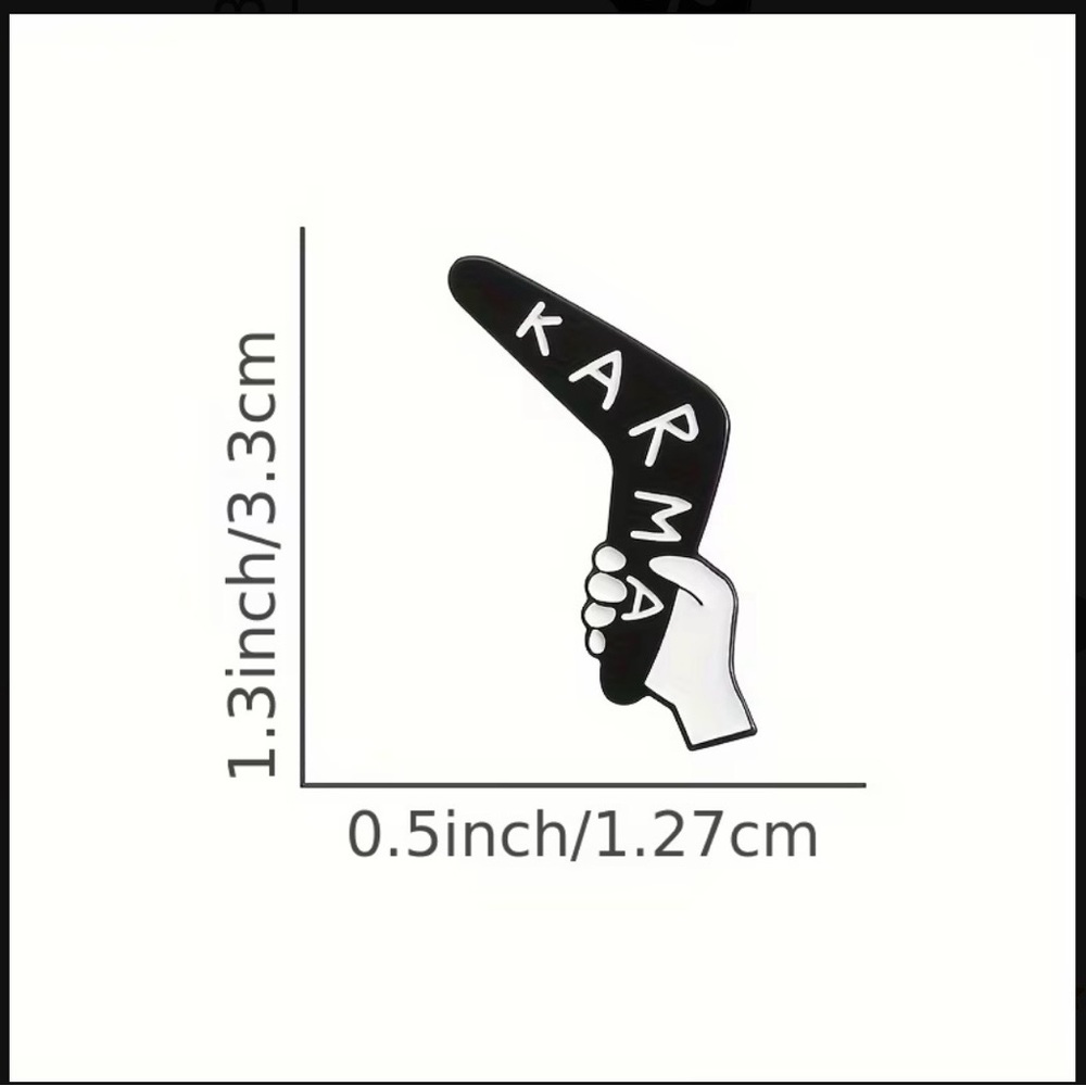 Black and White Karma Boomerang Pin - Picture 4 of 4